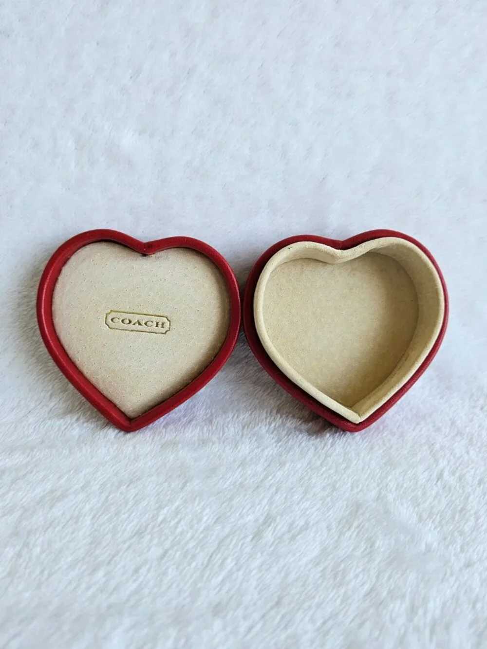 Mini Coach Y2K Red Leather Heart Jewelry Box Ring Necklace & Earring Storage